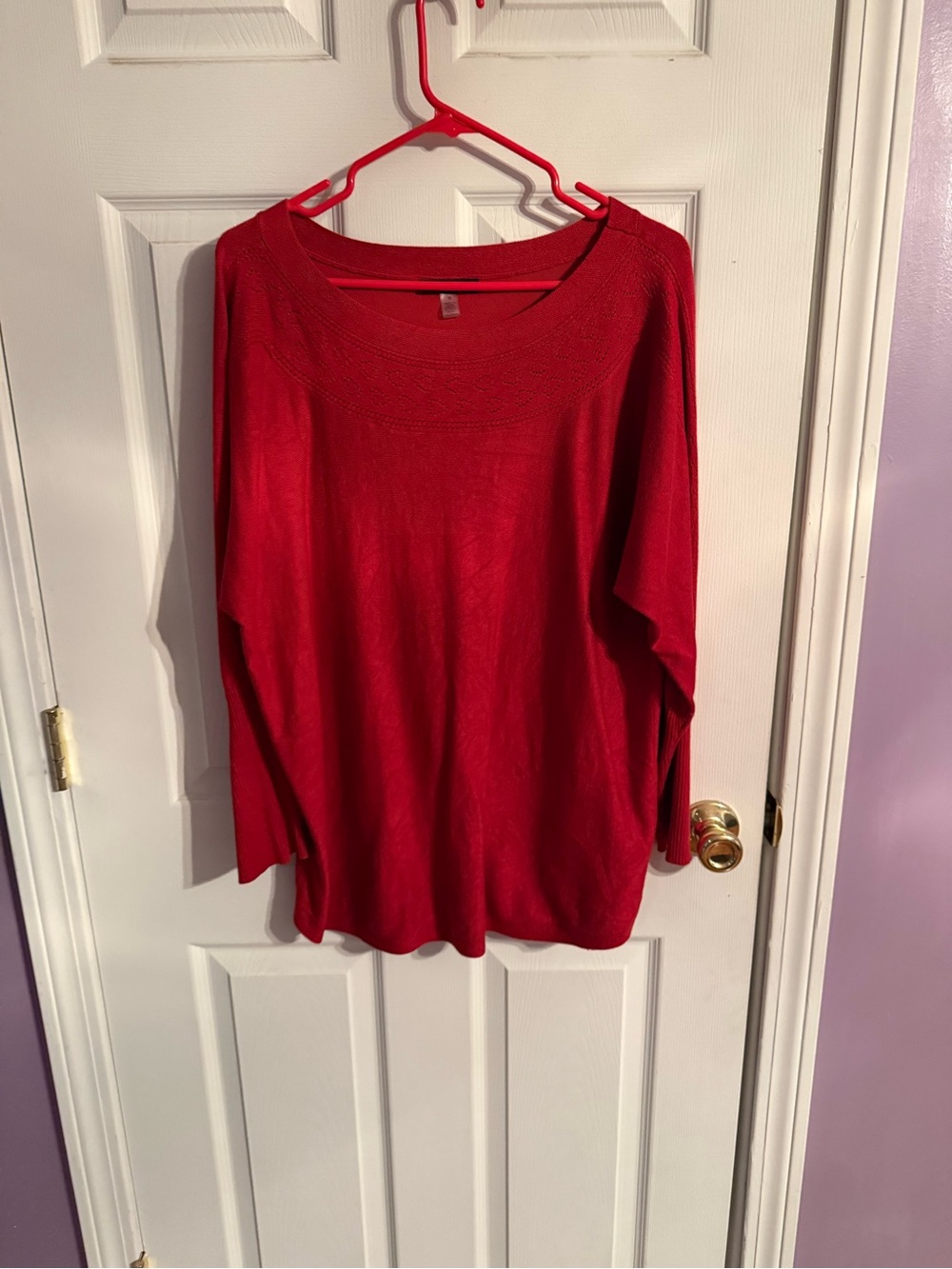 Cable & Gauge Bright Red Scoop Neck Sweater